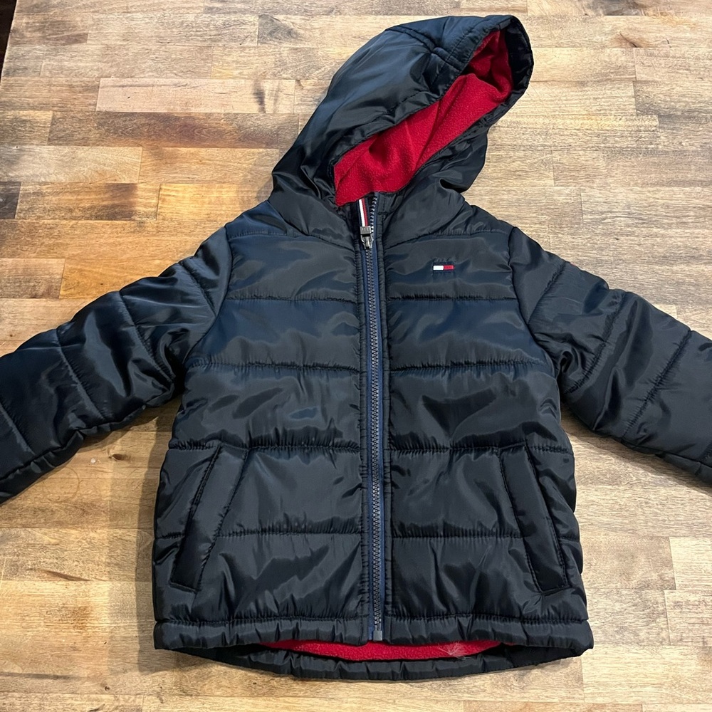 Tommy Hilfiger Kids Black and Red Puffer Jacket